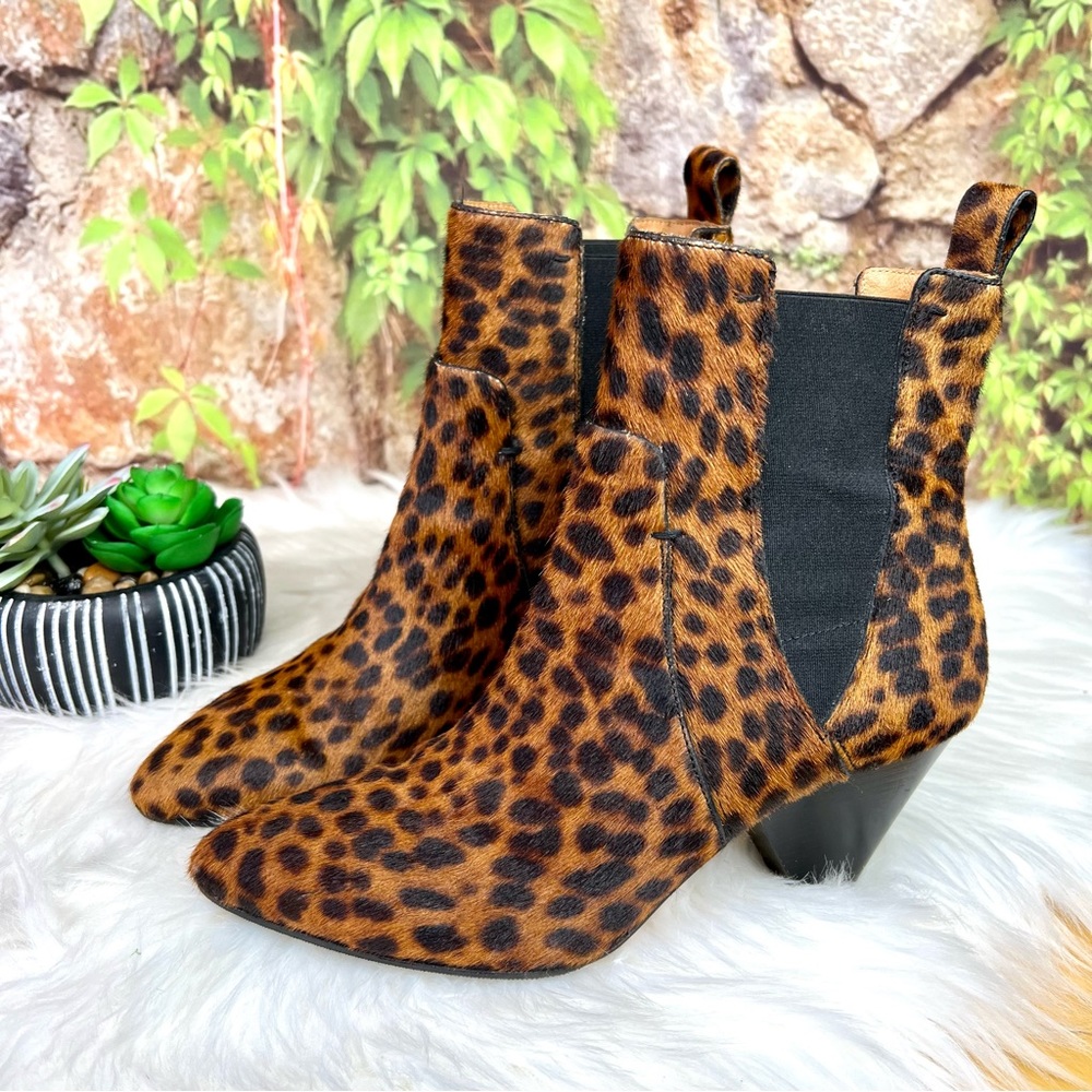 VERONICA BEARD Coastal Cowgirl Landon Leopard Print Calf-Hair Ankle Boots, 37.5 - Picture 5 of 15